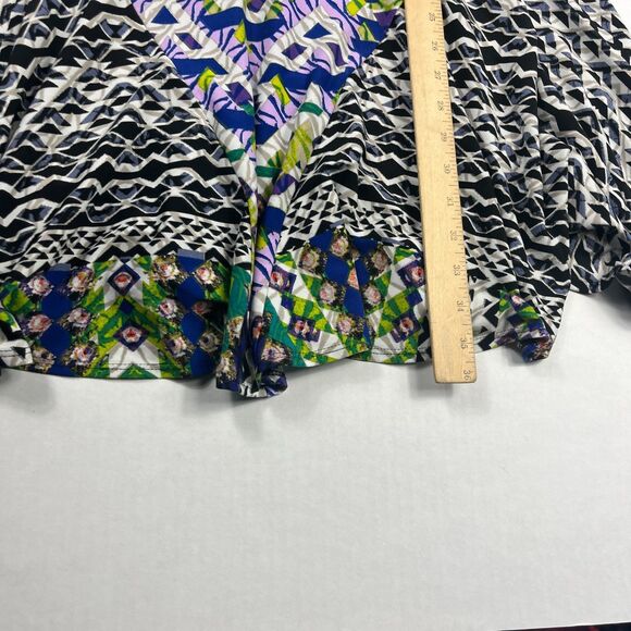 Gabby Skye Geometric Boho Mixed Print Short Sleeve Fit Flare Dress Work Sz 4 - Picture 6 of 11